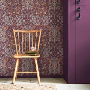 William Morris At Home Floral Damask Wallpaper Plum 124229