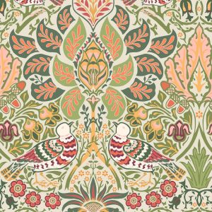William Morris At Home Dove & Rose Wallpaper Olive & Green