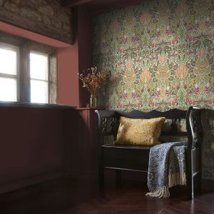 William Morris At Home Bird & Floral Wallpaper Olive / Orange