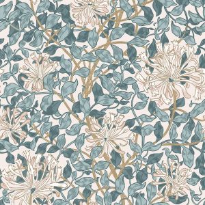 William Morris At Home Floral Leaf Wallpaper Dusk Blue
