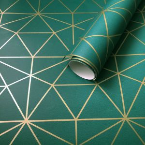 Green and Gold Geometric Wallpaper 