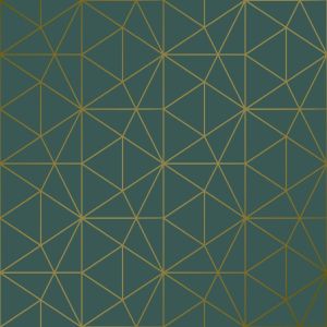 Geometric Triangle Wallpaper Emerald Green and Gold - WOW037