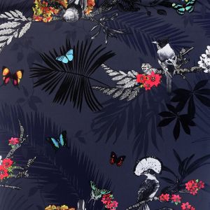dark blue wallpaper with birds