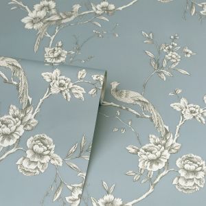 Slate Blue Chinoise Wallpaper World of Wallpaper 900102