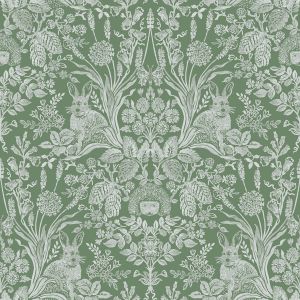 Harlen Woodland Damask Wallpaper Green World of Wallpaper 50342