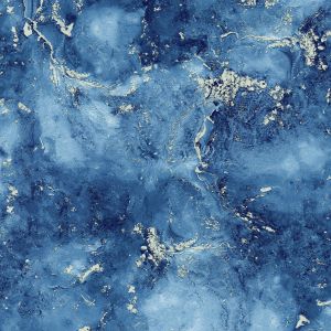 Luxe Collection Marble Vinyl Wallpaper Blue / Gold World of Wallpaper 53cm x 30cm SAMPLE
