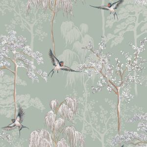 Japanese Garden Wallpaper Sage Green World of Wallpaper 946102