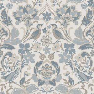 Folk Floral Wallpaper Soft Blue World of Wallpaper 946103