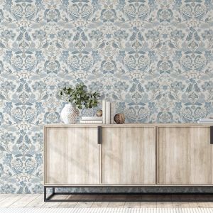 Arts and Crafts Wallpaper Soft Blue World of Wallpaper 946103