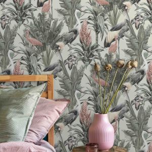 Cream Tropical Birds Wallpaper World of Wallpaper
