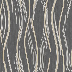 Shimmer Wave Wallpaper Black/Gold World of Wallpaper AF0023