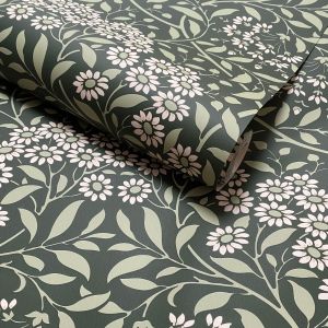 Vintage Daisy Wallpaper Green 