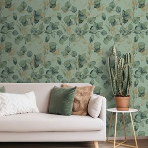 Leaf Wallpaper Sage Green World of Wallpaper AF0035
