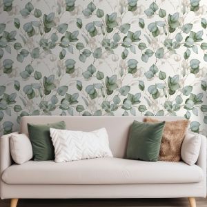 Eucalyptus Leaf Wallpaper Green and White World of Wallpaper AF0036