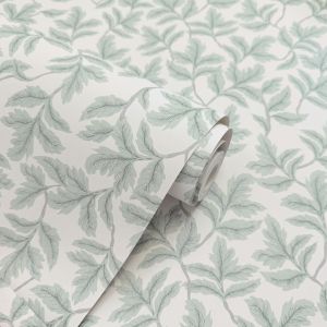 Arts & Crafts Leaf Wallpaper Sage Green and Cream World of Wallpaper AF0043