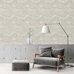 World of Wallpaper WOW166 Mila Marble Textured Heavyweight Vinyl Wallpaper Grey / Gold 