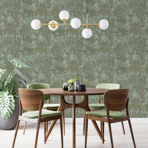 World of Wallpaper WOW169 Soho Concrete Textured Heavyweight Vinyl Wallpaper Sage Green / Gold