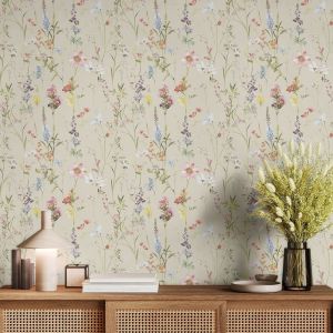 Floral Wallpaper Cream World of Wallpaper AF0045