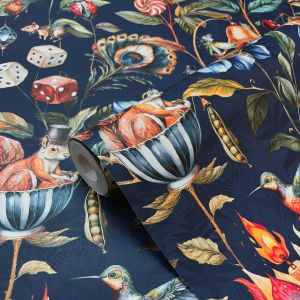 World of Wallpaper 50472 Curious Creatures Wallpaper Navy Blue