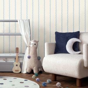 World Of Wallpaper 50477 Do the Wiggle Stripe Wallpaper Blue