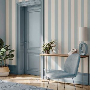 Regency Stripe Wallpaper Pale Blue / Cream World of Wallpaper 1122