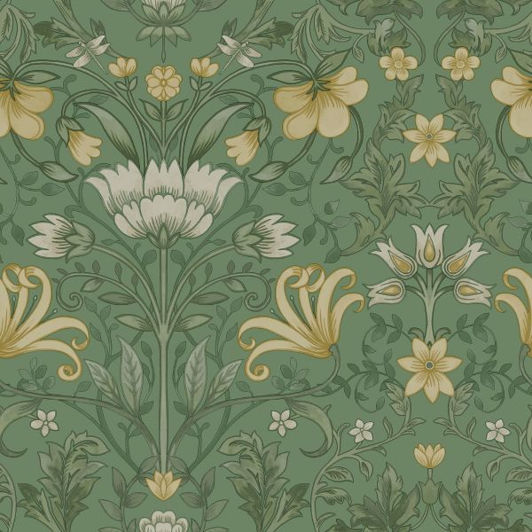 Vintage Floral Wallpaper Green Holden 13550 — free download