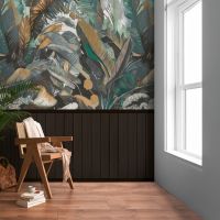 Leaf Wall Panel Vinyl Wallpaper Black AS Creation 39809-1