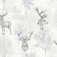 Etched Stag Wallpaper Grey Arthouse 901808 