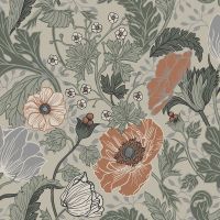 Apelviken Anemone Wallpaper Green Orange Galerie 33001