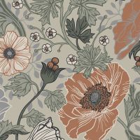 Orange Wallpaper Apelviken Anemone Green Galerie 33001