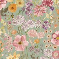 Floral, Lillies, Wildflower, Flower, Multicolour, Pink, Purple, Yellow, Foliage, Green, Sage