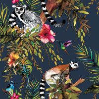 Holden Lemur Wallpaper - Midnight Blue 12403 | Feature 