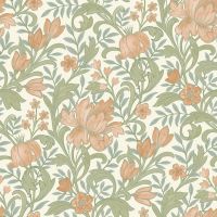 Marian Floral Wallpaper Rust / Cream World of Wallpaper 204105