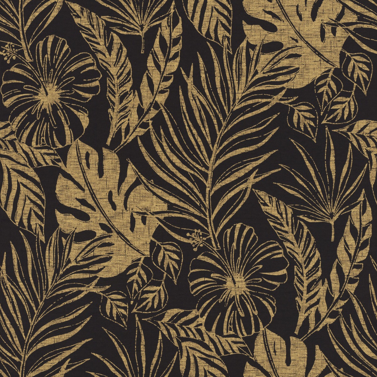 Portfolio Tropical Leaf Wallpaper Black Gold Rasch