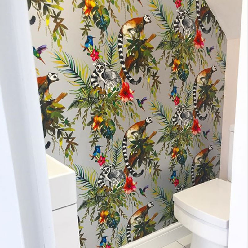 lemur wallpaper bathroom