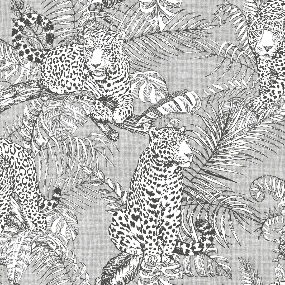 Mamboa Leopard Wallpaper Grey Muriva 173521