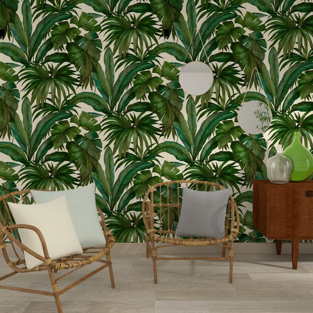 Versace Giungla Palm Leaves Wallpaper - Green and Cream