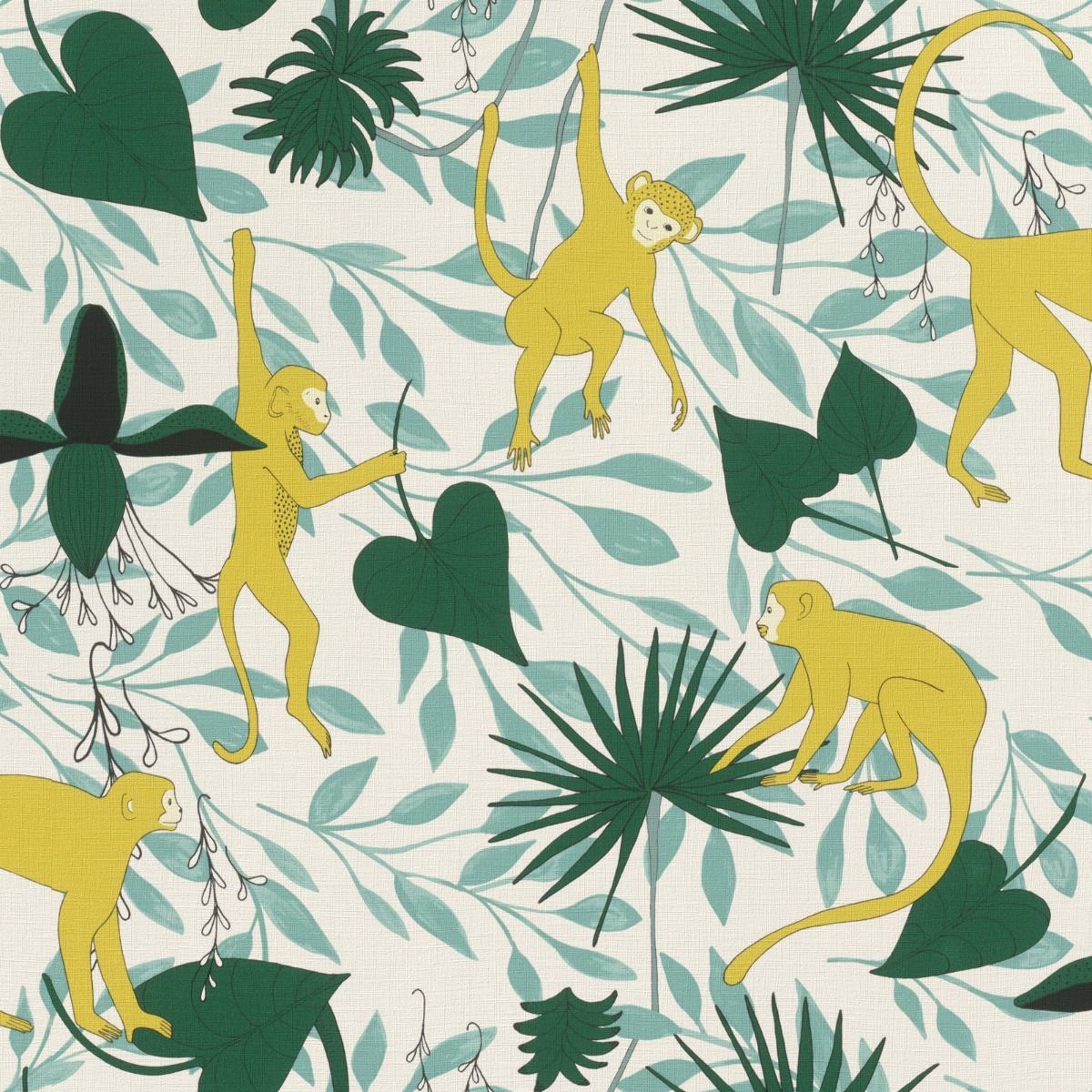 Club Botanique Monkey Wallpaper Yellow Rasch 540130
