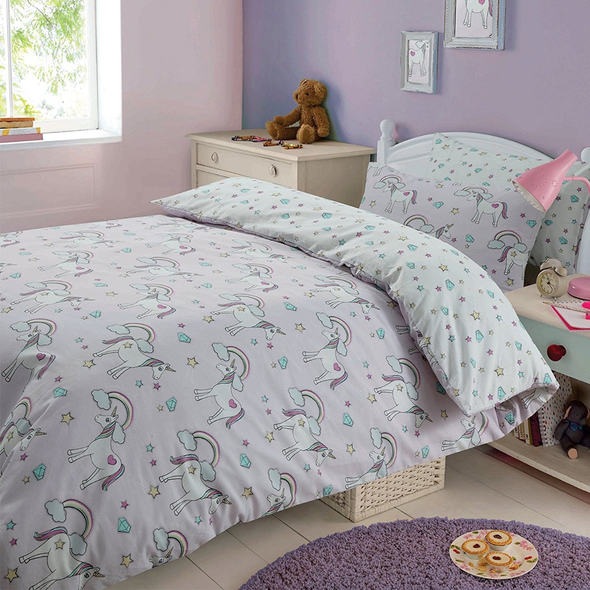 Magic Unicorns Single Duvet Cover And Pillowcase Set