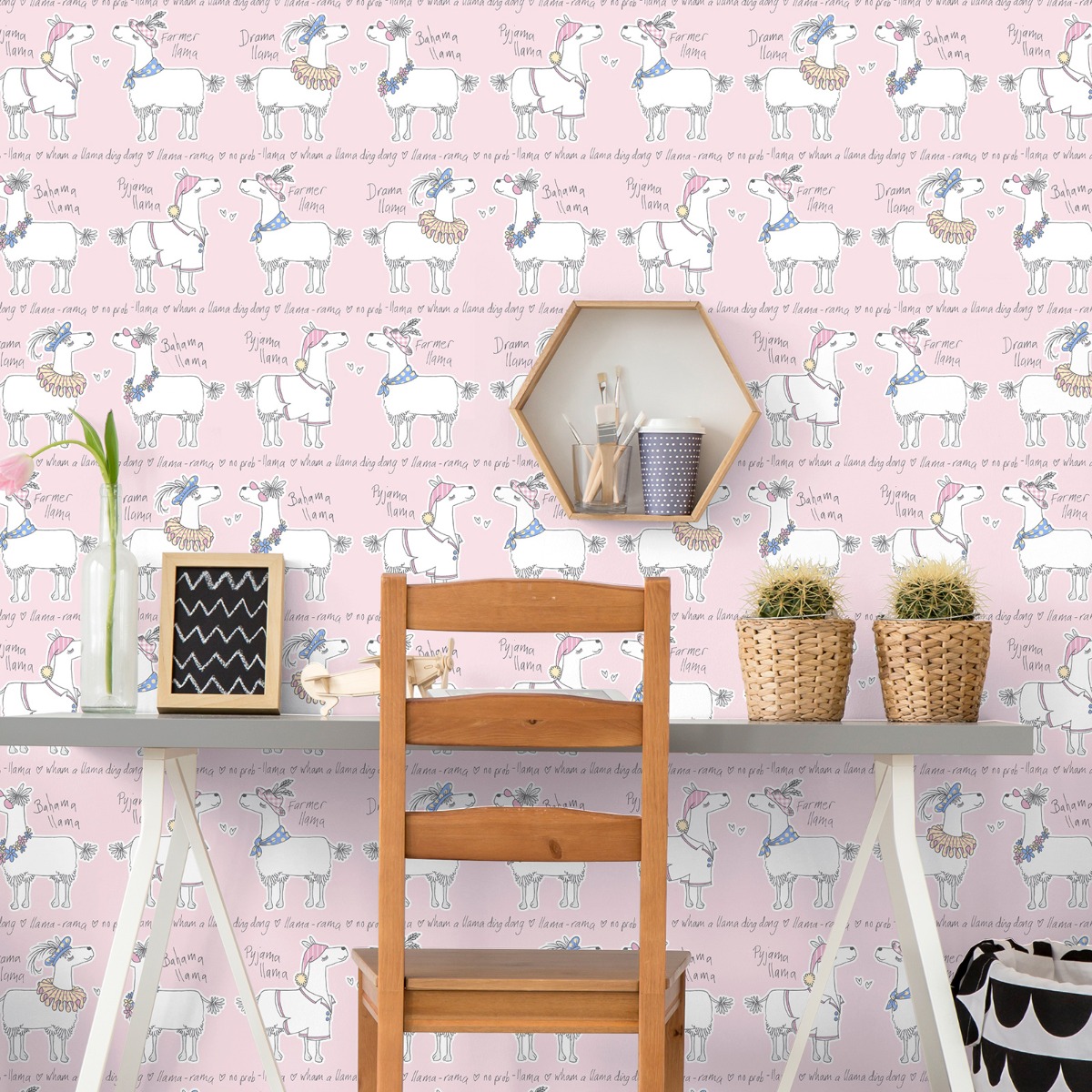 Llama-Rama Wallpaper Pink Belgravia L9731