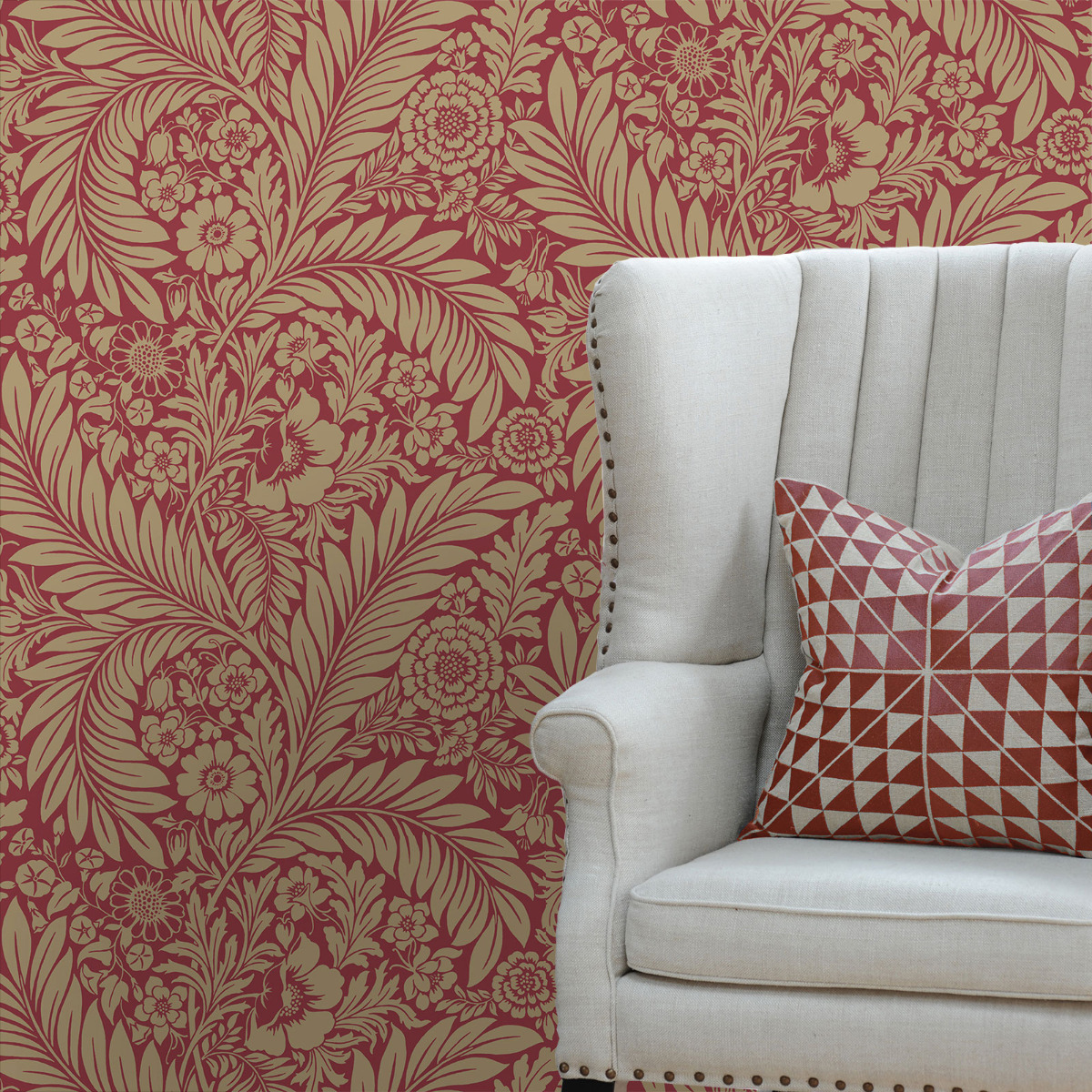 Florence Leaf Wallpaper Red World of Wallpaper 725