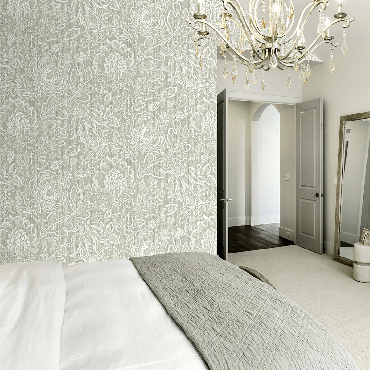 Giovanna Floral Trail Belgravia Wallpaper Grey 4810