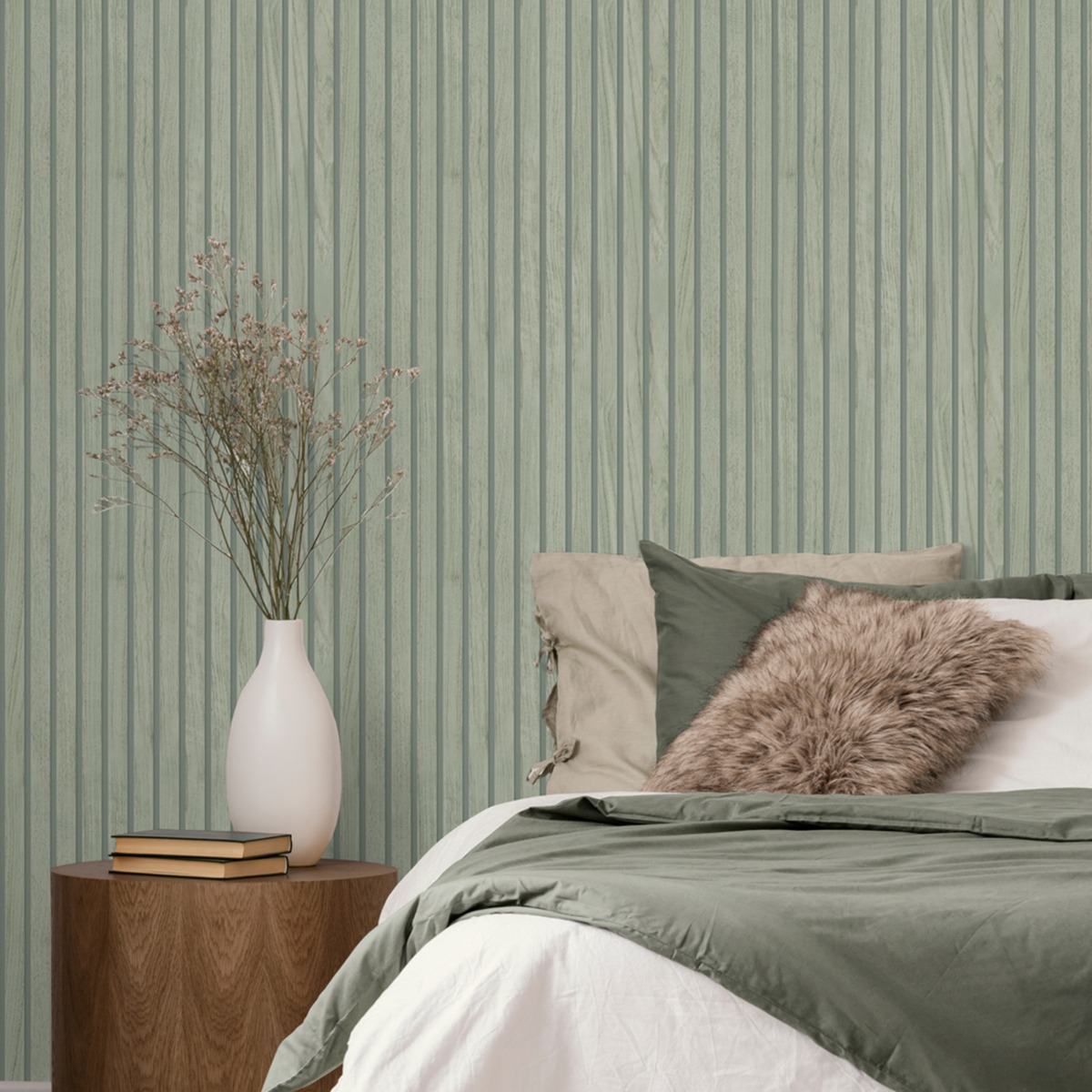Panacea Wood Slats Wallpaper Belgravia Sage 1163
