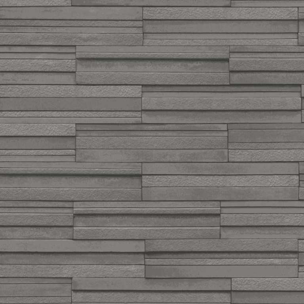 Slate Tile Effect Wallpaper Charcoal Grey Fine Decor FD40126