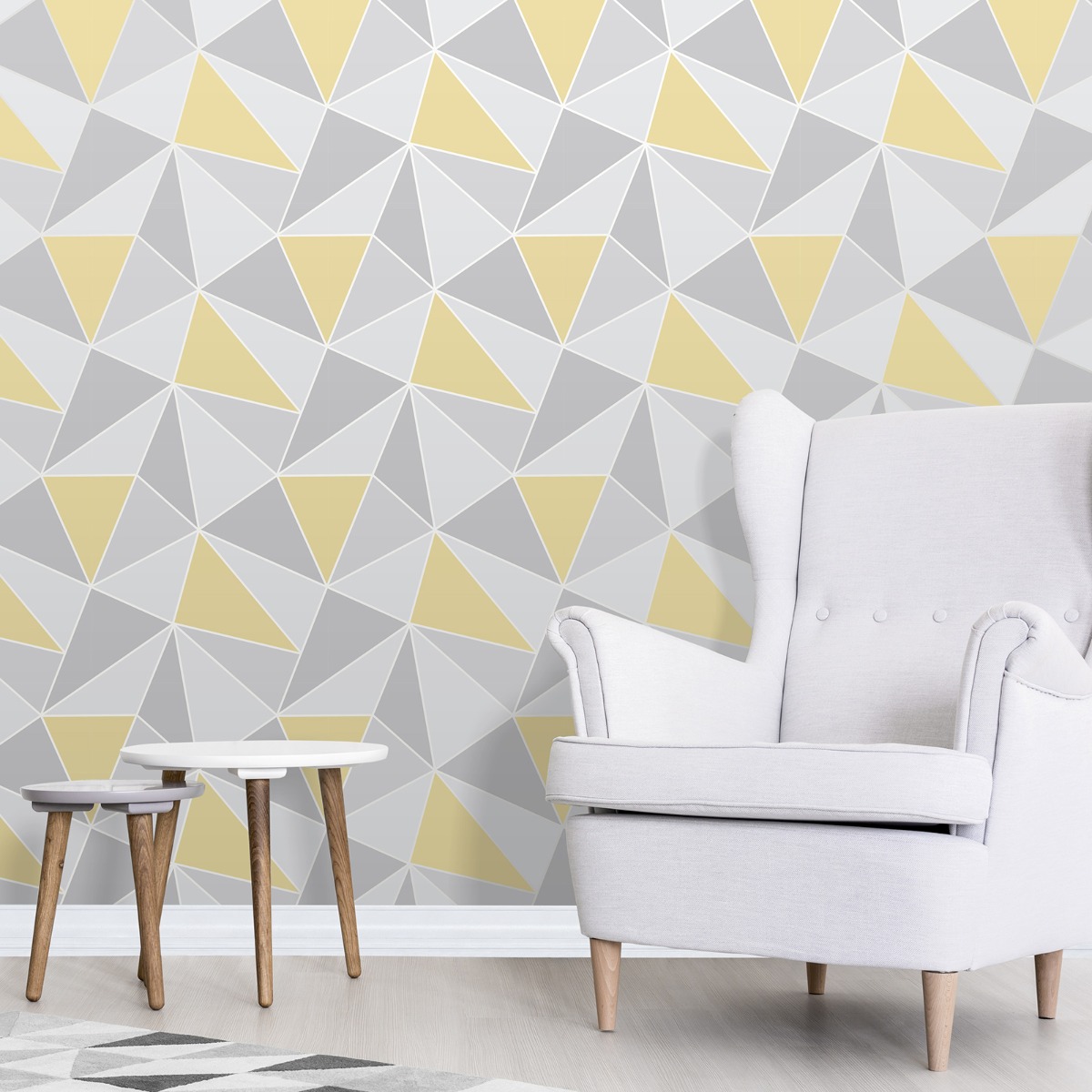 Apex Geometric Wallpaper Yellow and Grey Fine Decor FD41991