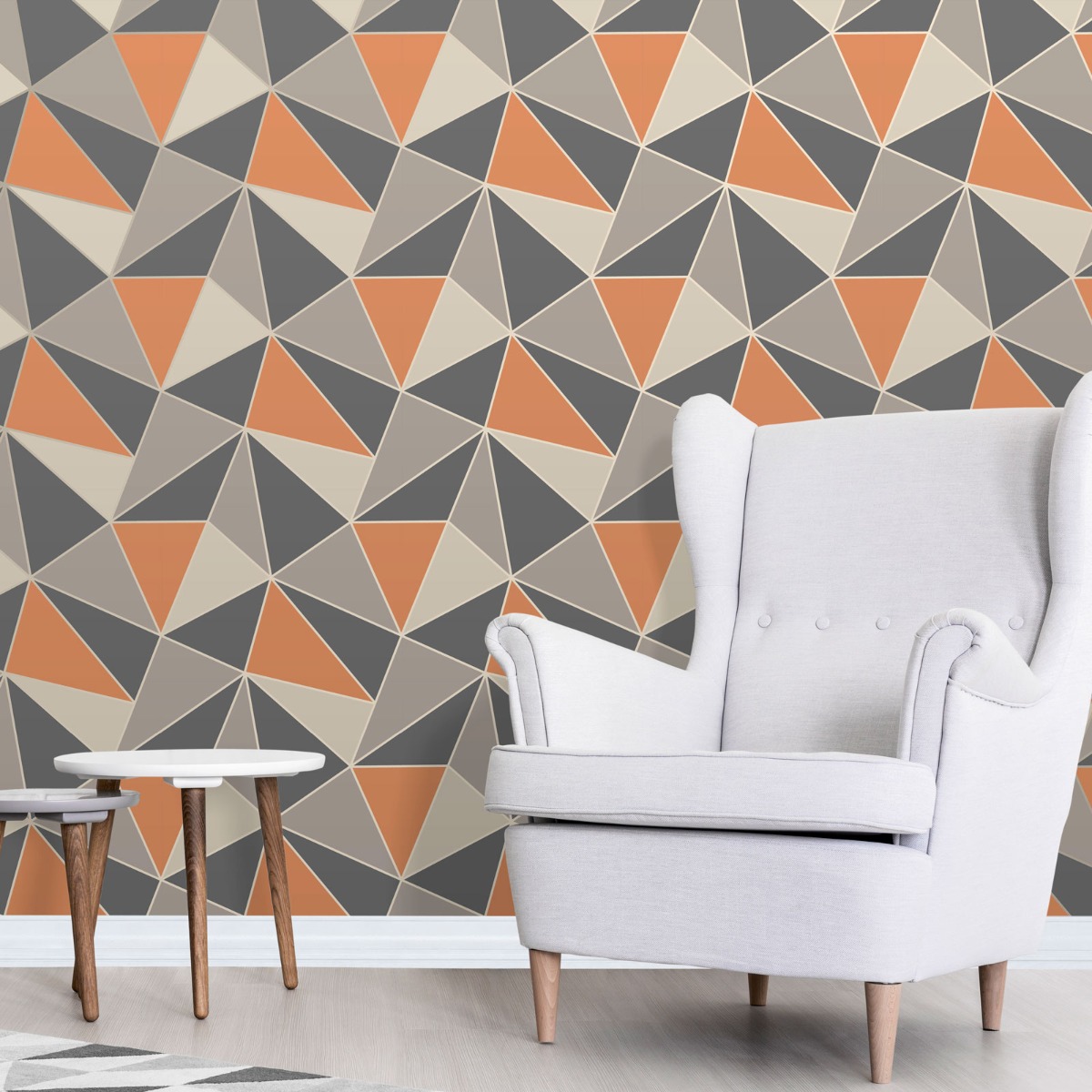 Apex Geometric Wallpaper Burnt Orange and Grey Fine Decor FD42002