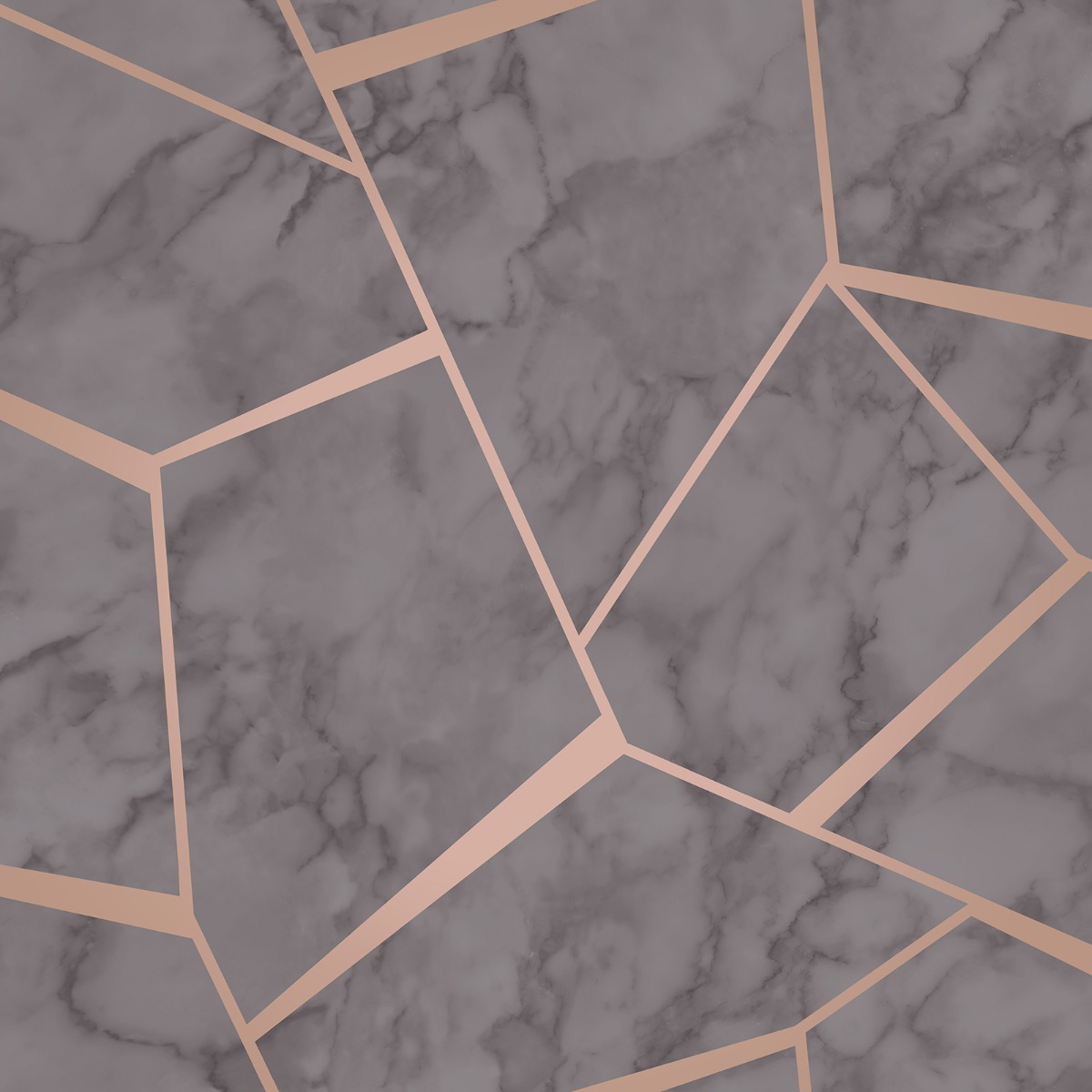Fractal Geometric Marble Wallpaper Charcoal Grey and Copper