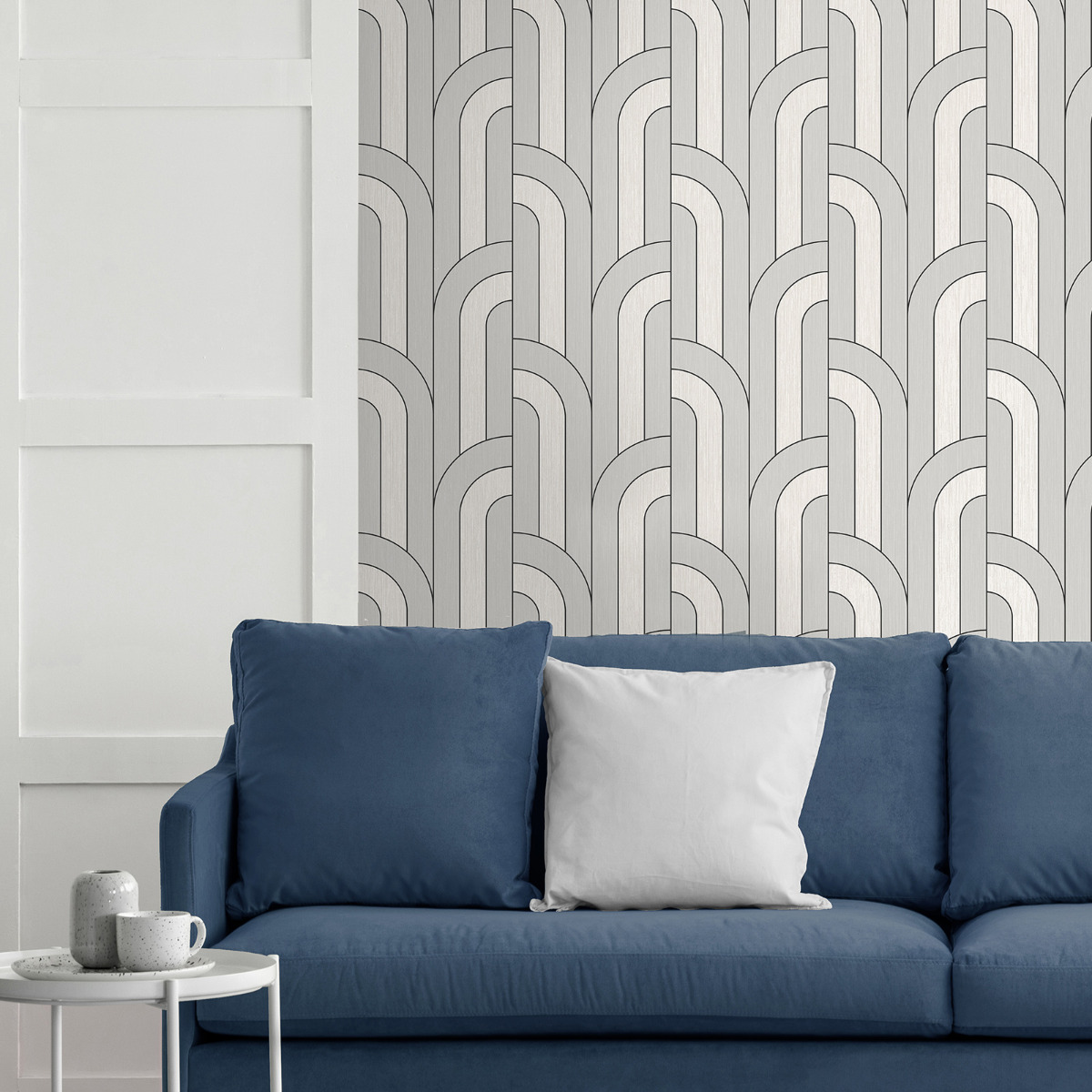 Cascade Arch Wallpaper White / Black Fine Decor FD42843