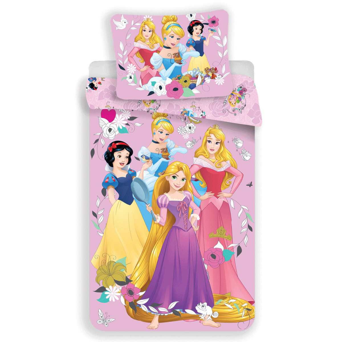 Disney Princess Pink Cotton Single Duvet Cover Set