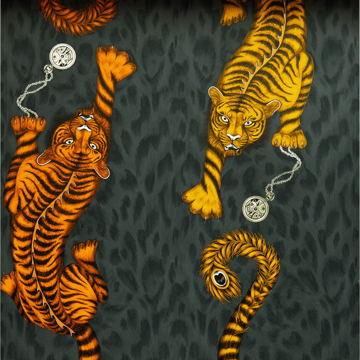 Emma J Shipley Animalia Tigris Wallpaper Flame W0105/01